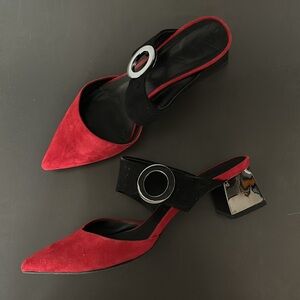 MNG Mango leather suede mule slide sexy shoe
